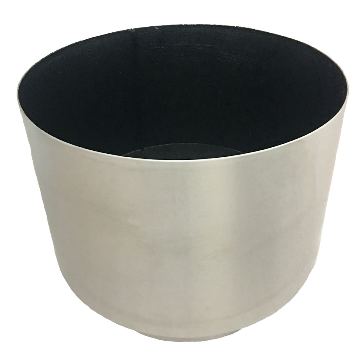 Maceta cilíndrica Jumbo chica de acero inoxidable de 35 cm de alto con ruedas para exterior