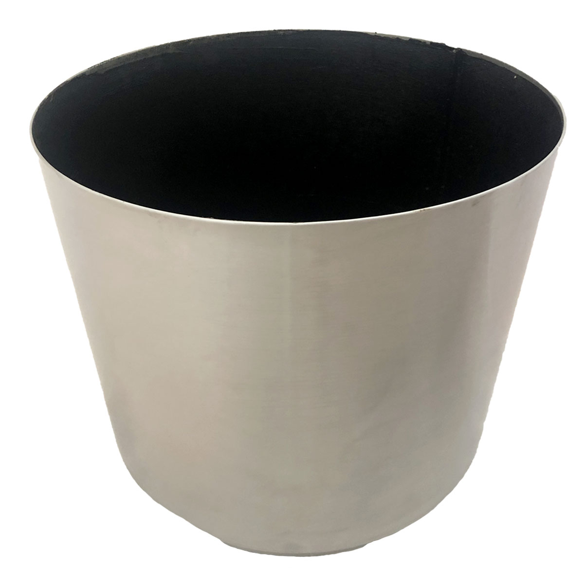 Maceta cilíndrica Jumbo mediana de acero inoxidable de 45 cm de alto con ruedas para exterior