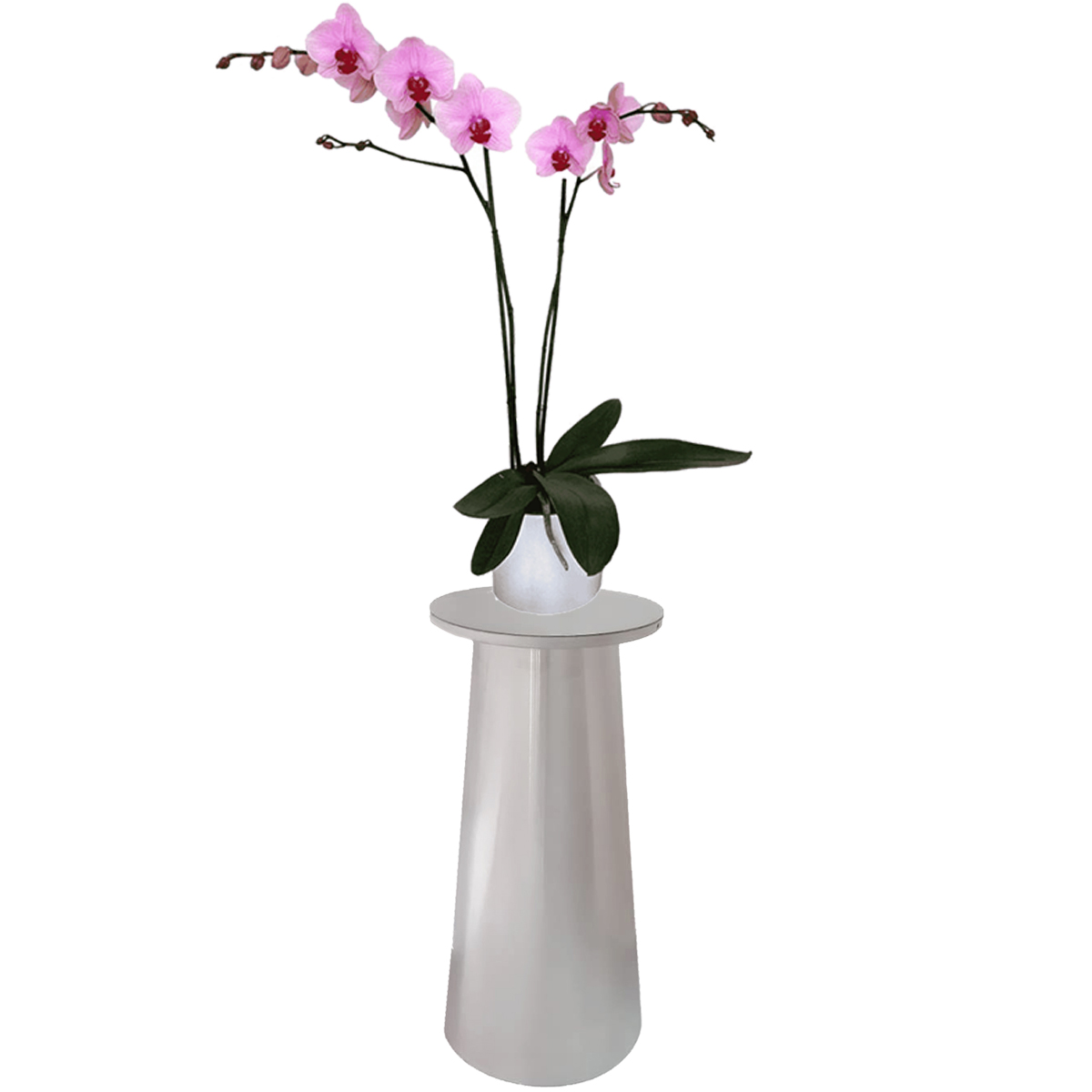 Maceta cónica grande de acero inoxidable de 90 cm de alto para exterior y mobiliario urbano