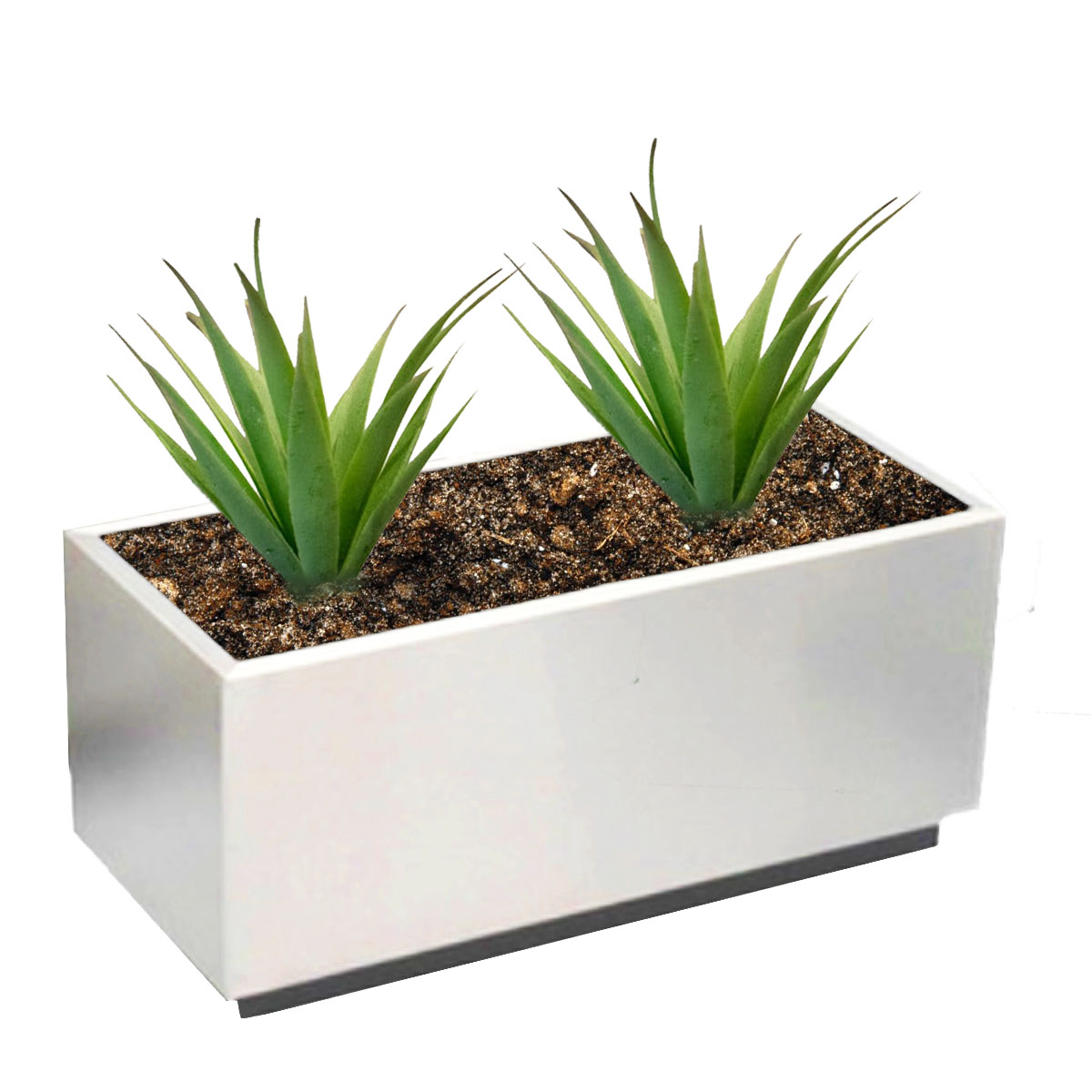 Maceta rectangular grande de acero inoxidable de 112 cm de largo con ruedas para exterior y proyectos urbanos