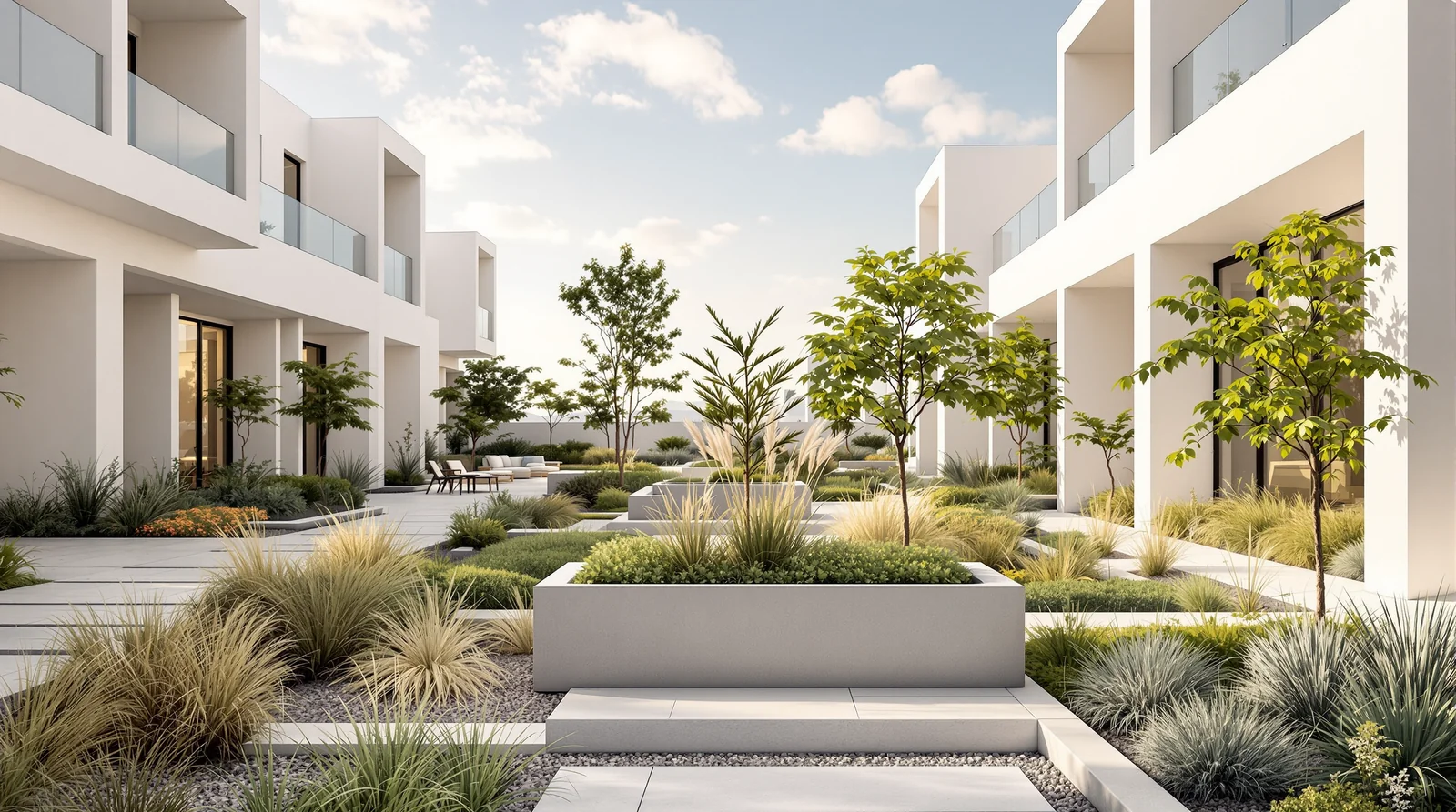 Jardineras a medida en desarrollo residencial premium