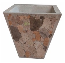 Maceta Cónica Cuadrada de concreto artesanal para exterior