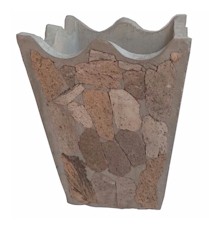 Maceta Cuadrada Ondulada de concreto artesanal para exterior