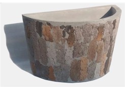 Maceta Medio Punto de concreto artesanal para exterior