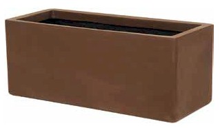 Maceta rectangular larga de fibra de vidrio para exterior y mobiliario urbano