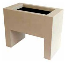 Maceta rectangular con pedestal de fibra de vidrio para exterior